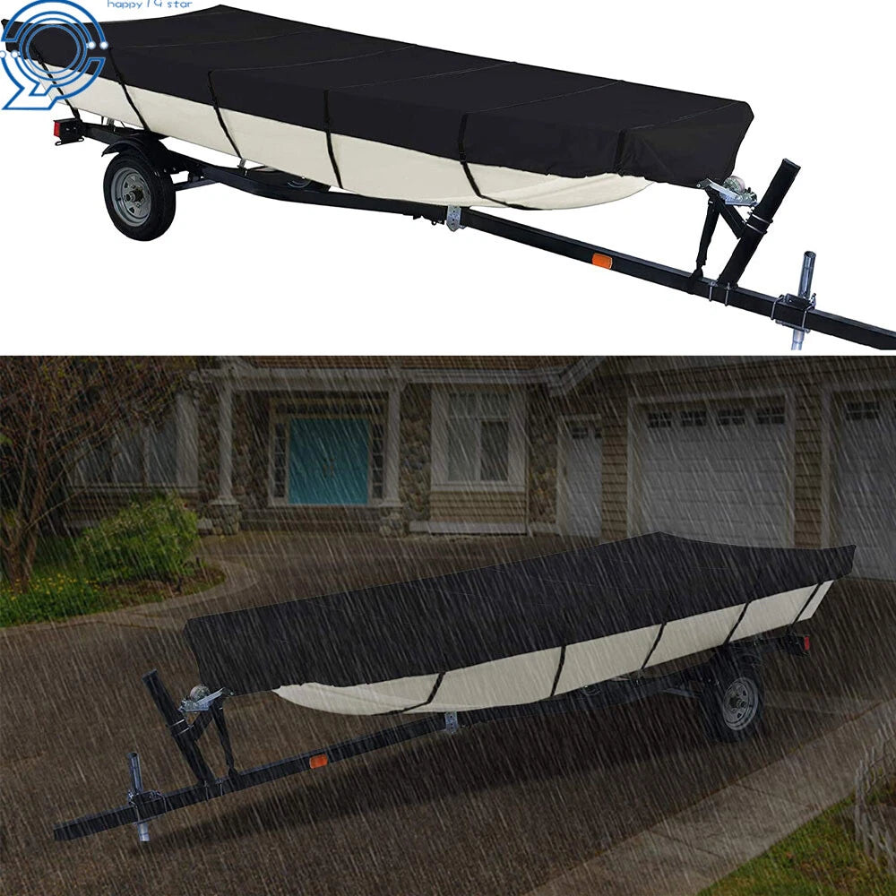 Waterproof Heavy Duty Towable Cover for Jon Boat (12ft–18ft) Black 600D