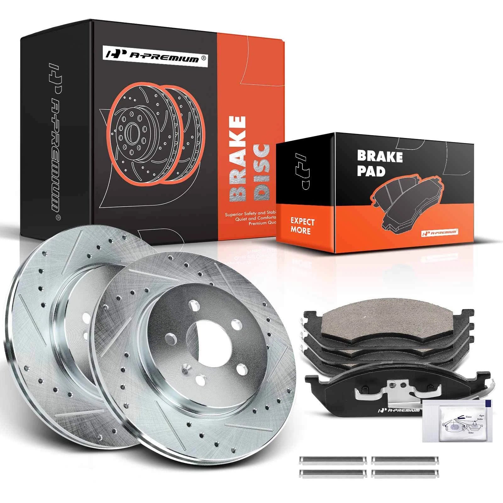 Drilled Brake Rotors & Brake Pads for Mercedes-Benz ML350 ML320 (2003–2005)