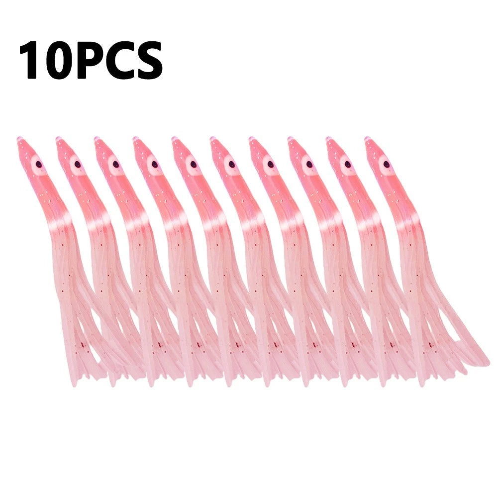 Pack of 10 Squid Fishing Lures Glow in the Dark Luminous Effect
