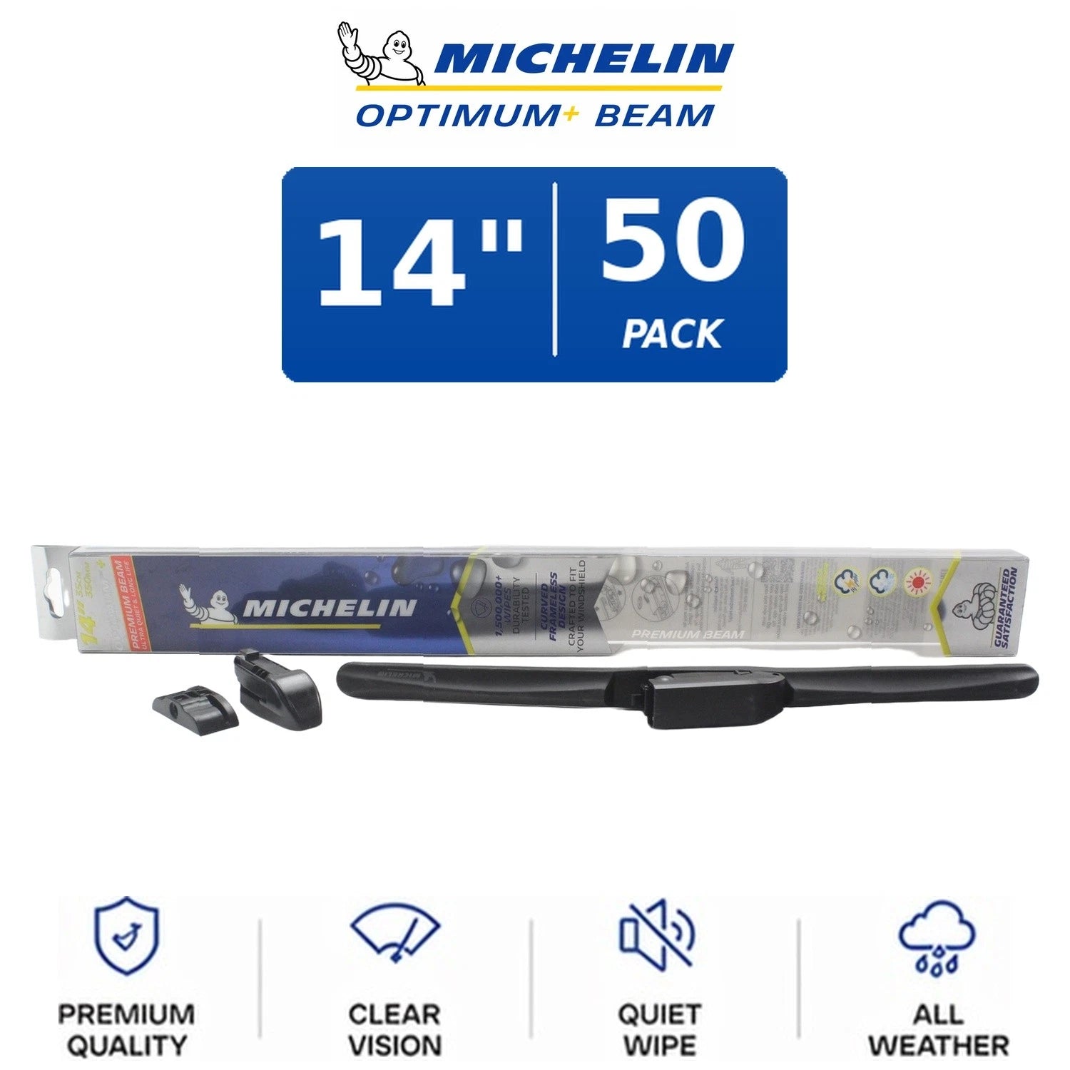 Set of 2 Michelin Optimum+ Beam Wiper Blades 14" (All-Weather)