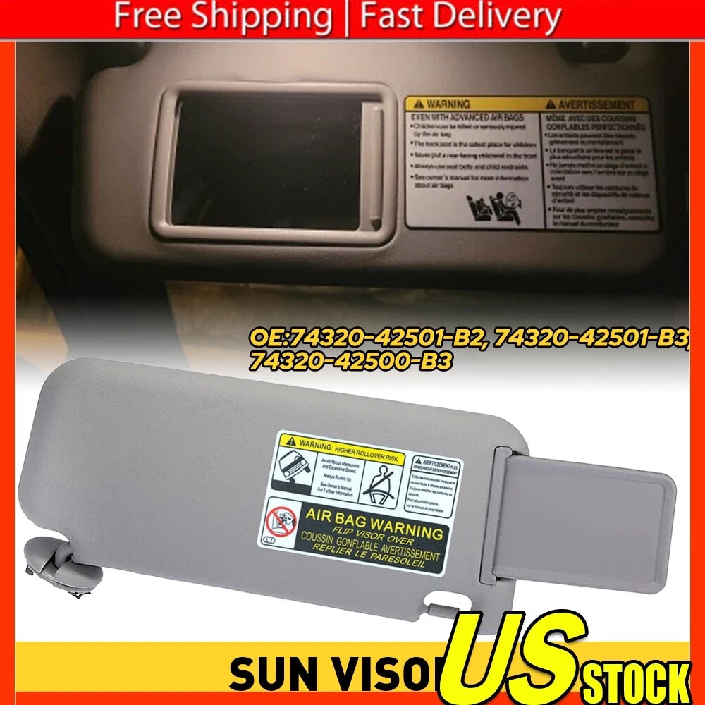 Driver Side Gray Sun Visor for Toyota RAV4 (2006â2012)