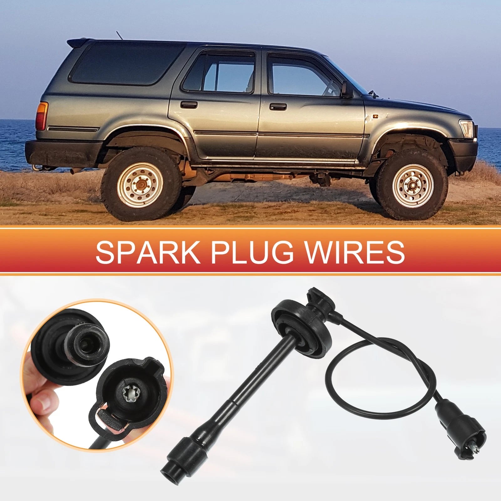 Set of 4 Spark Plug Wire Ignition Coil Cables for Toyota Corolla, Chevrolet Prizm 