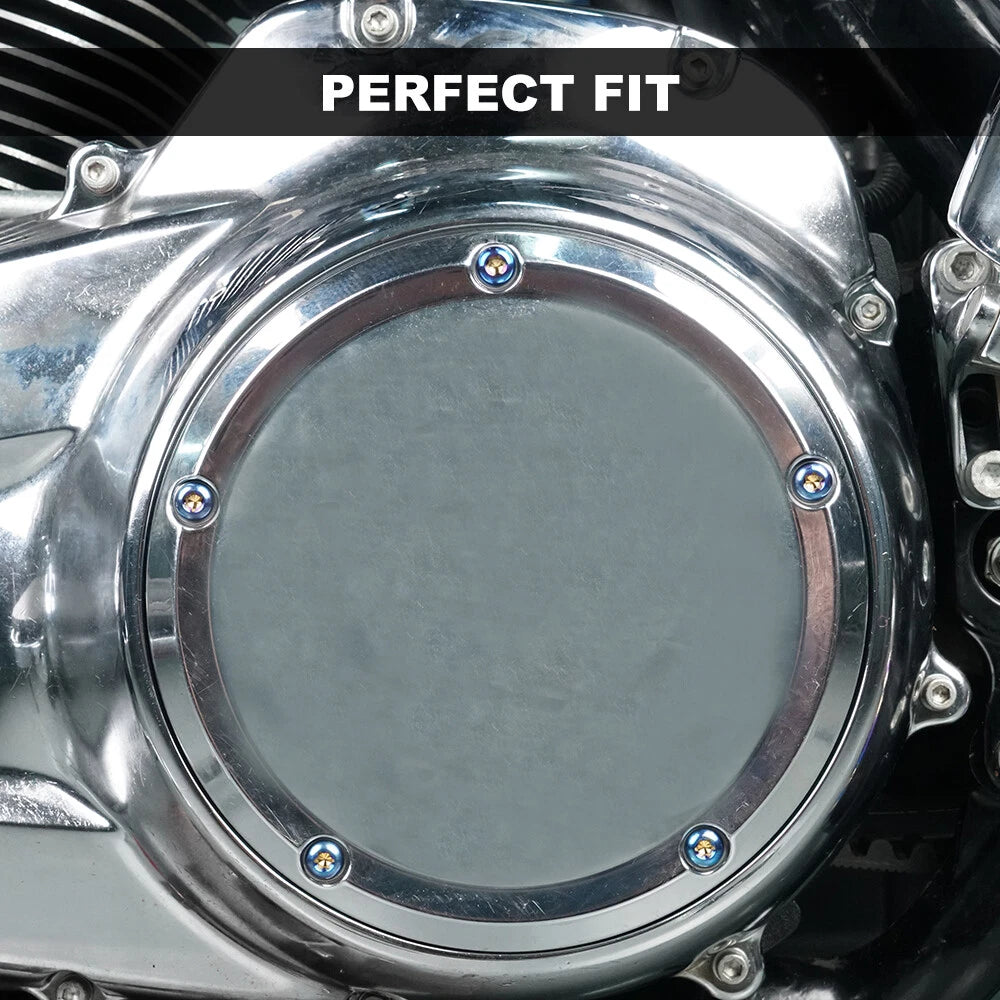 5X Titanium Alloy Derby Clutch Cover Bolts Kit for Harley Touring & Trike (2008–2023)