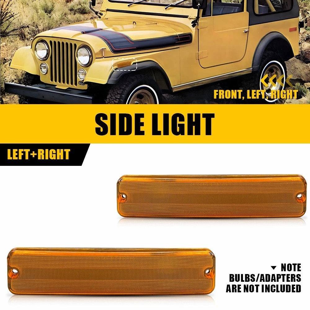 Amber Front Fender Side Marker Light Housings for Jeep Cherokee SJ (1974–1983)