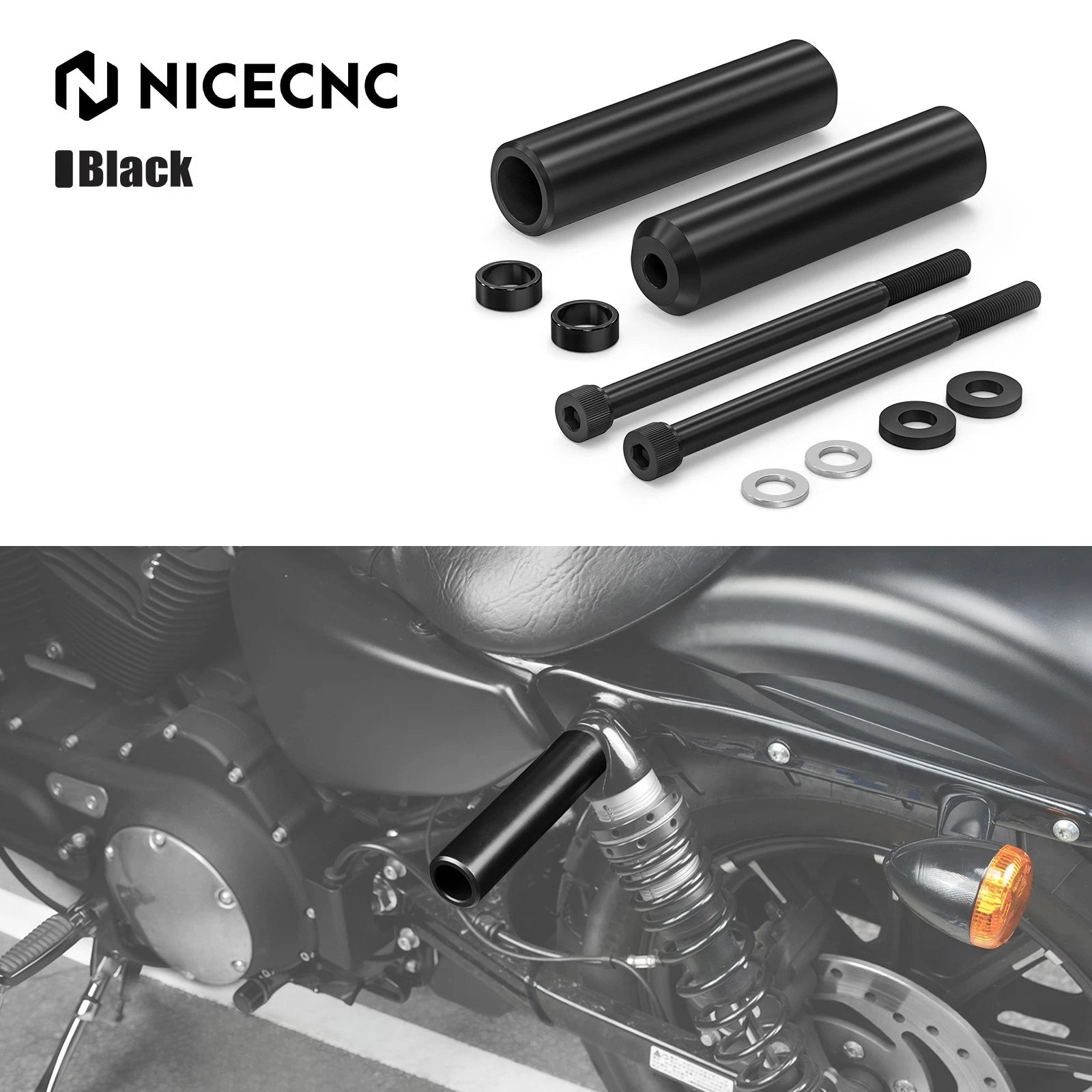 6.5" Upper Shock Mount Frame Sliders for Harley Sportster 883 Low (2005–2009)