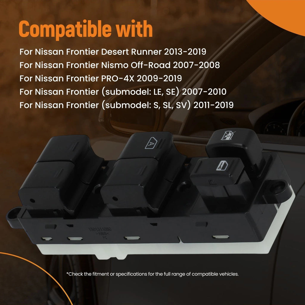 Front Left Master Window Switch for Nissan Xterra S X (2007–2015) 25401ZP70A Black