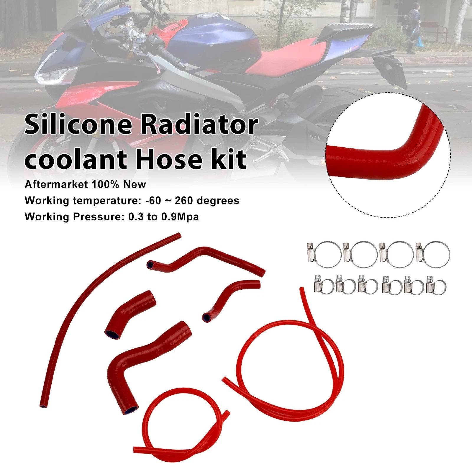 Silicone Radiator Coolant Hose for Aprilia RS 660 (2021–2025) Red
