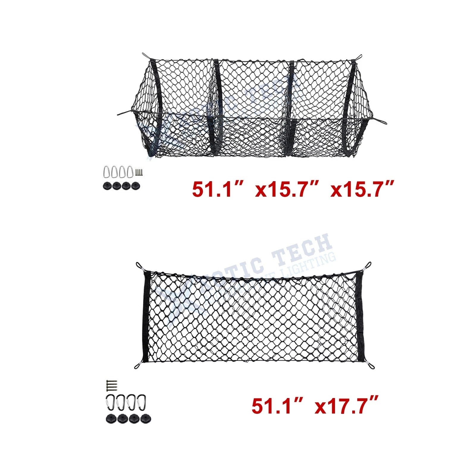 Rear Trunk Bed Envelope Style Mesh Cargo Net Combo Kit for Dodge Ram (2019-2024)