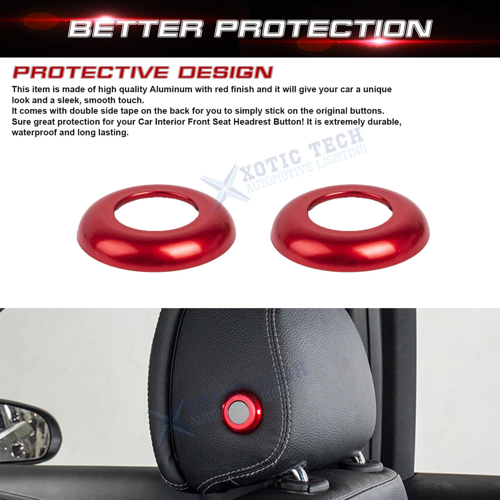 Red Front Seat Headrest Button Covers for Mercedes-Benz W205 (2015-2021)