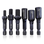 Set of 6 Cr-Mo Self-Tapping Socket Adapters for Insert Nuts or Hanger Bolt