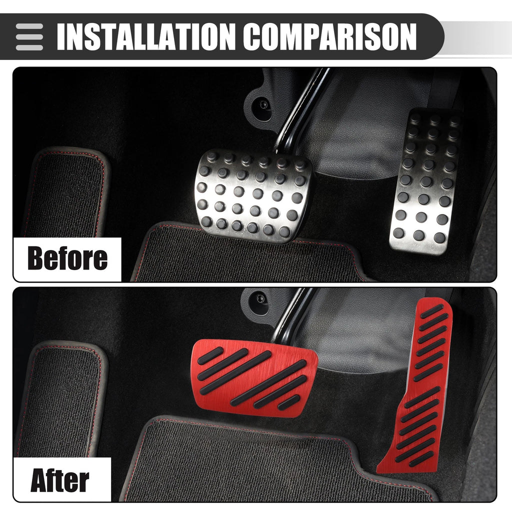 Set of 2 Brake Accelerator Pedal Covers for Chevrolet Camaro (2016–2022) Black Red