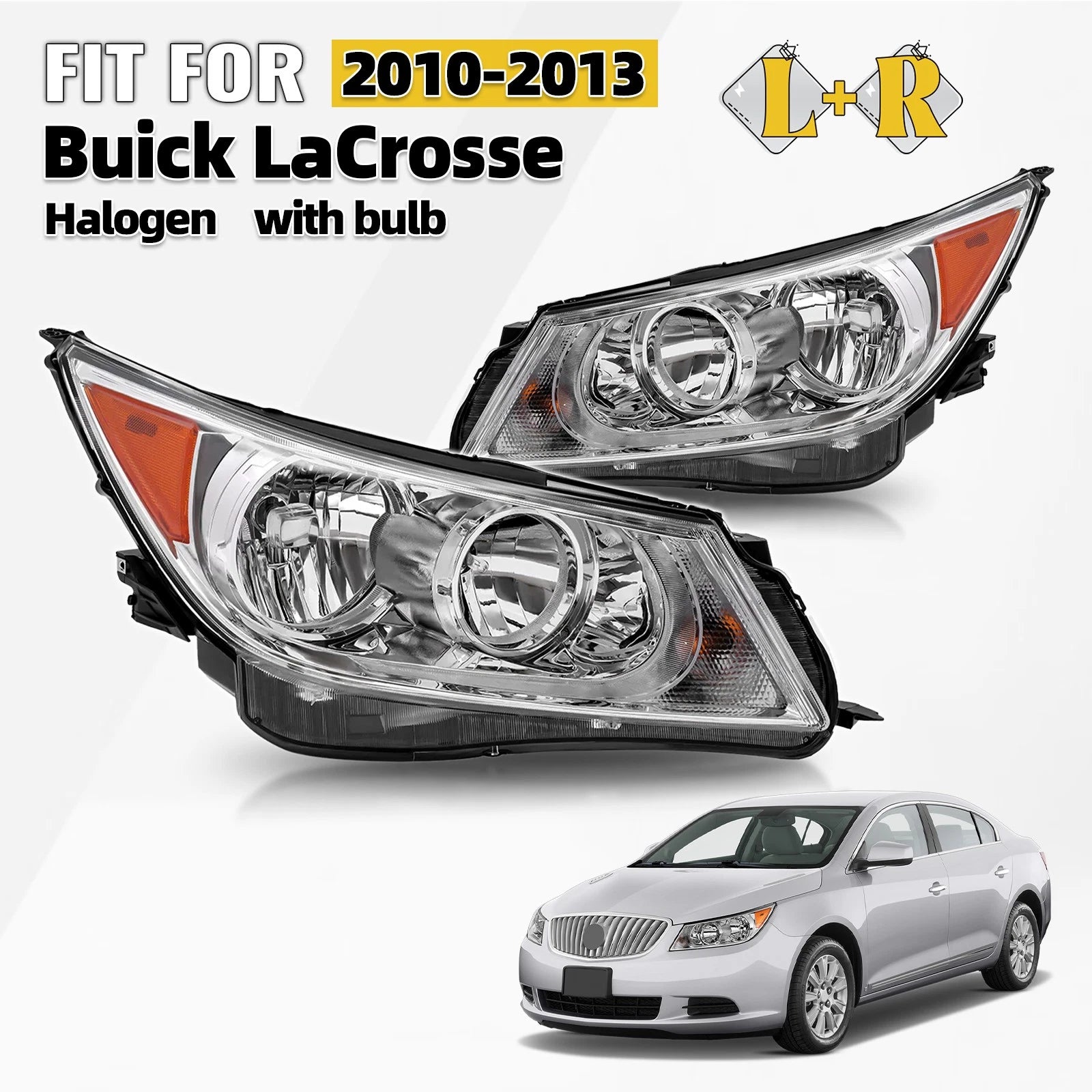 Halogen Headlights Pair for Buick LaCrosse (2010–2013) - Driver & Passenger
