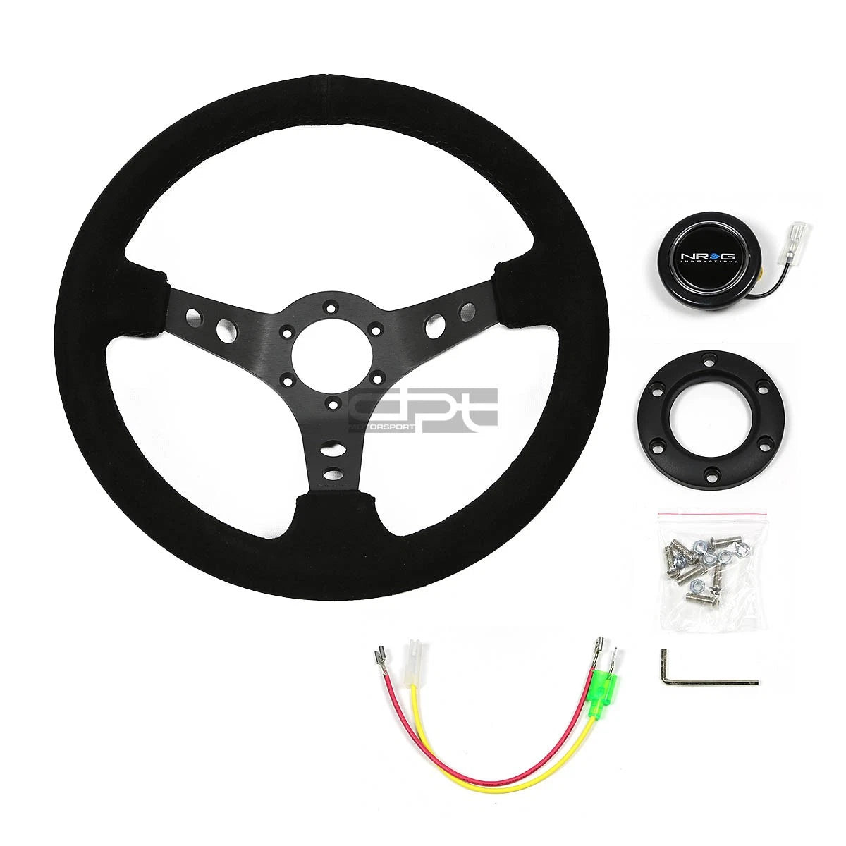 NRG 35cm 3" Deep Dish Suede Steering Wheel for Universal Fit