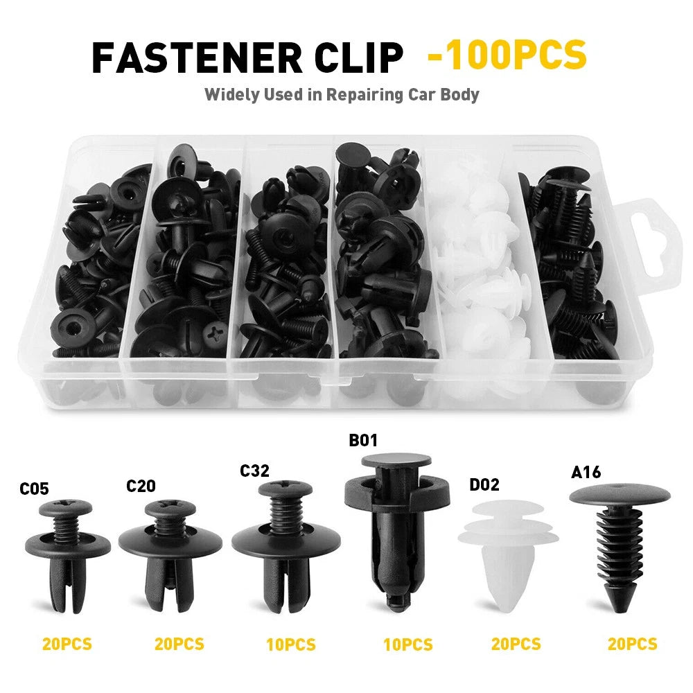 100Pcs Car Retainer Clips for Universal Door Panel Trim Bumper Fasteners