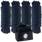 Set of 4 Dock Lines 3/8"x15' with 12" Eyelet for Boats (Navy Blue)