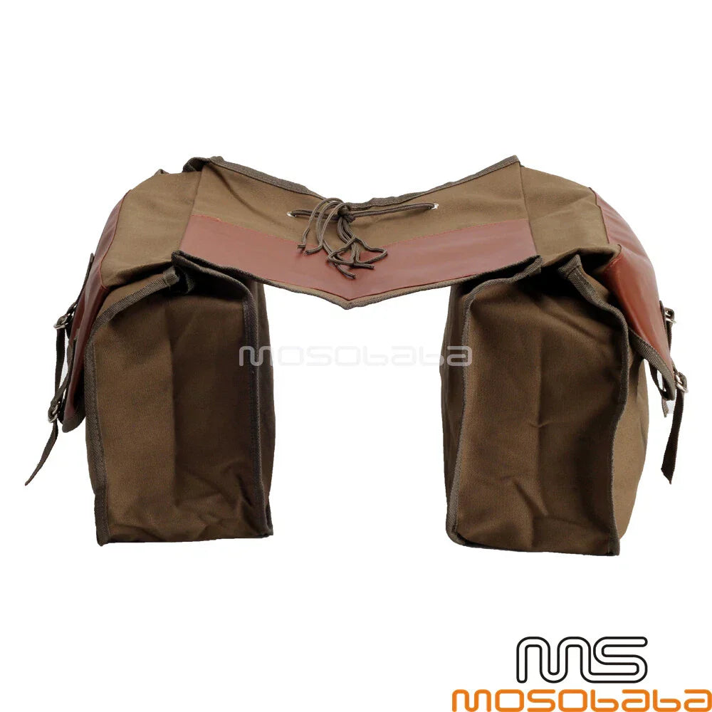 Large Khaki Canvas Saddlebag Luggage Bags for Motorcycle Bicycle Scooter (N/A)