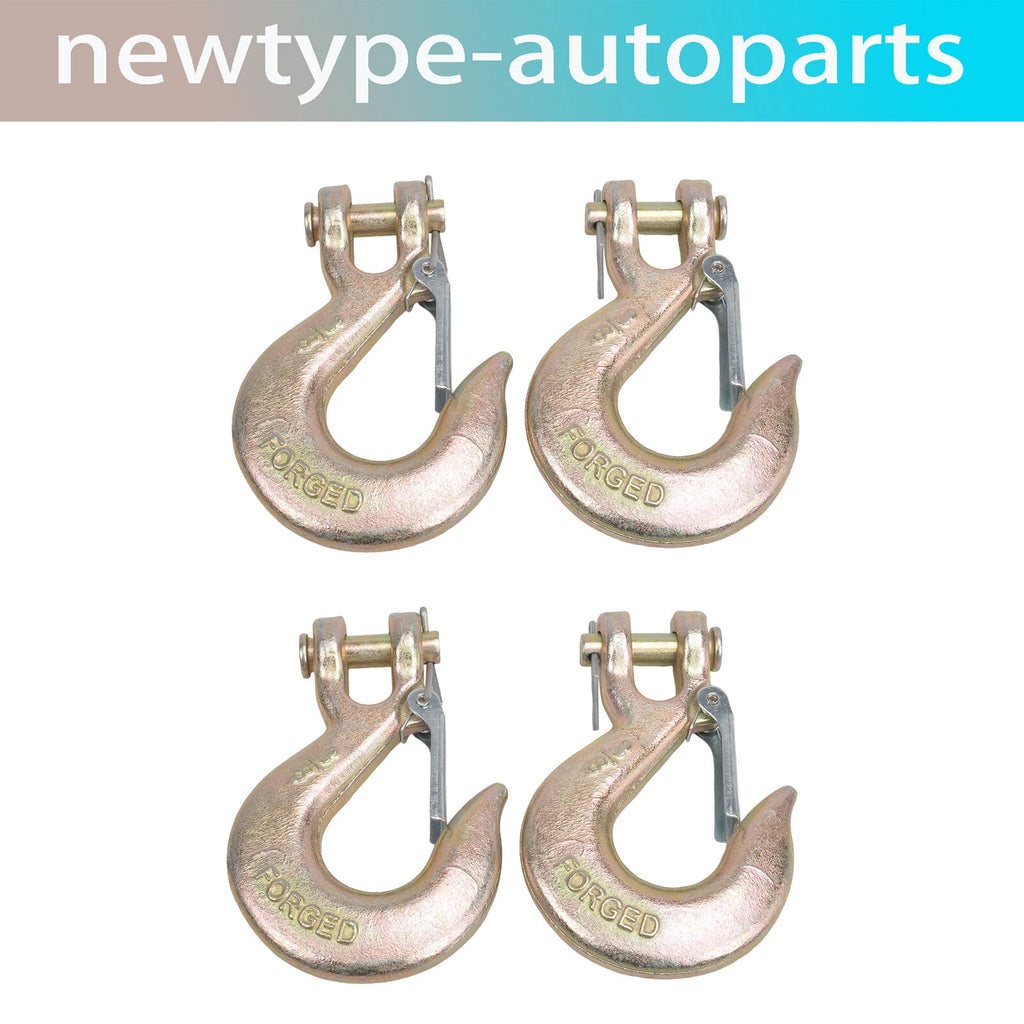 4X Clevis Slip Hook 3/8" Heavy Duty Forged Steel with Safety Latch