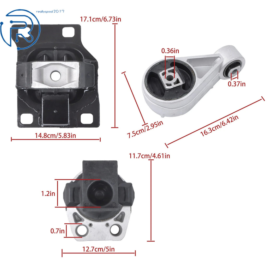 3X Engine Motor & Trans Mount Set for Ford Focus (2005–2007) L4 2.0L 2.3L