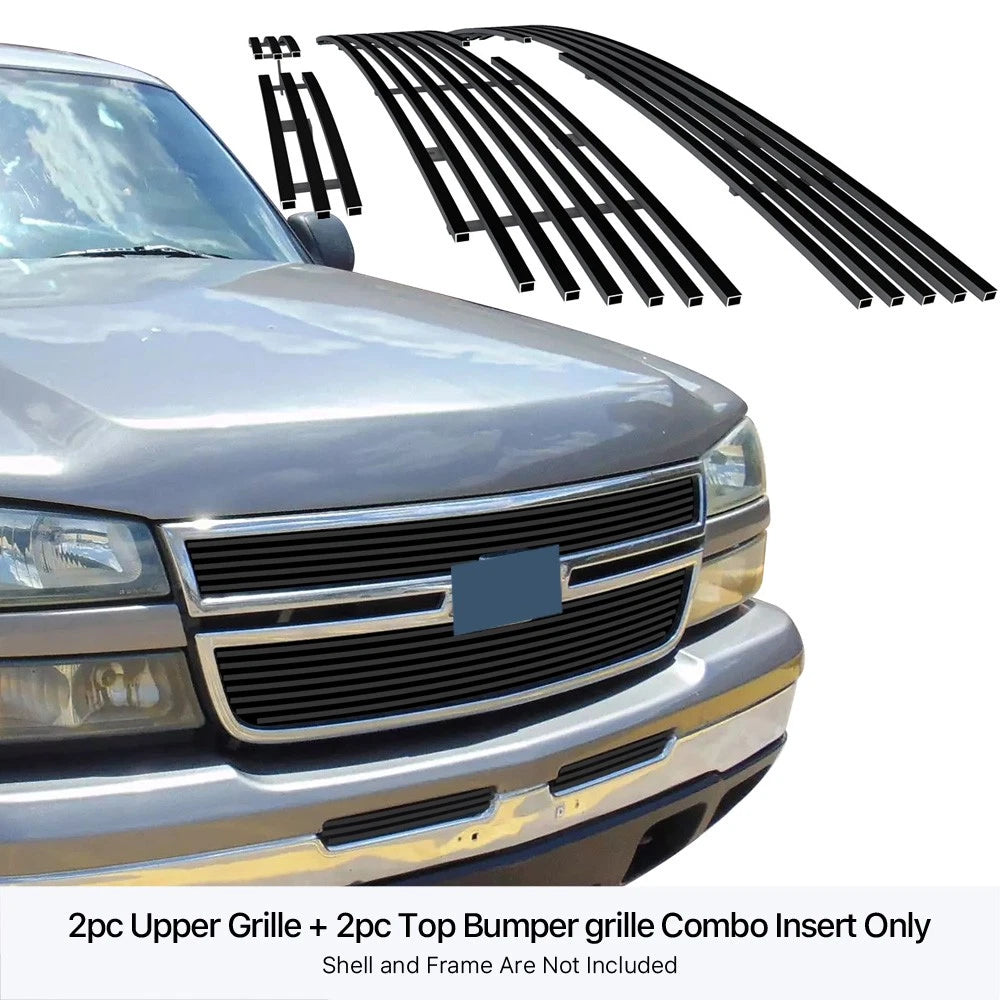 Stainless Black Billet Grille Combo for Chevy Silverado 1500HD/2500HD/3500 (2006)