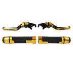 Gold Extendable Brake Clutch Lever Grip Set for Yamaha MT-15 XSR155 (2019-2023)