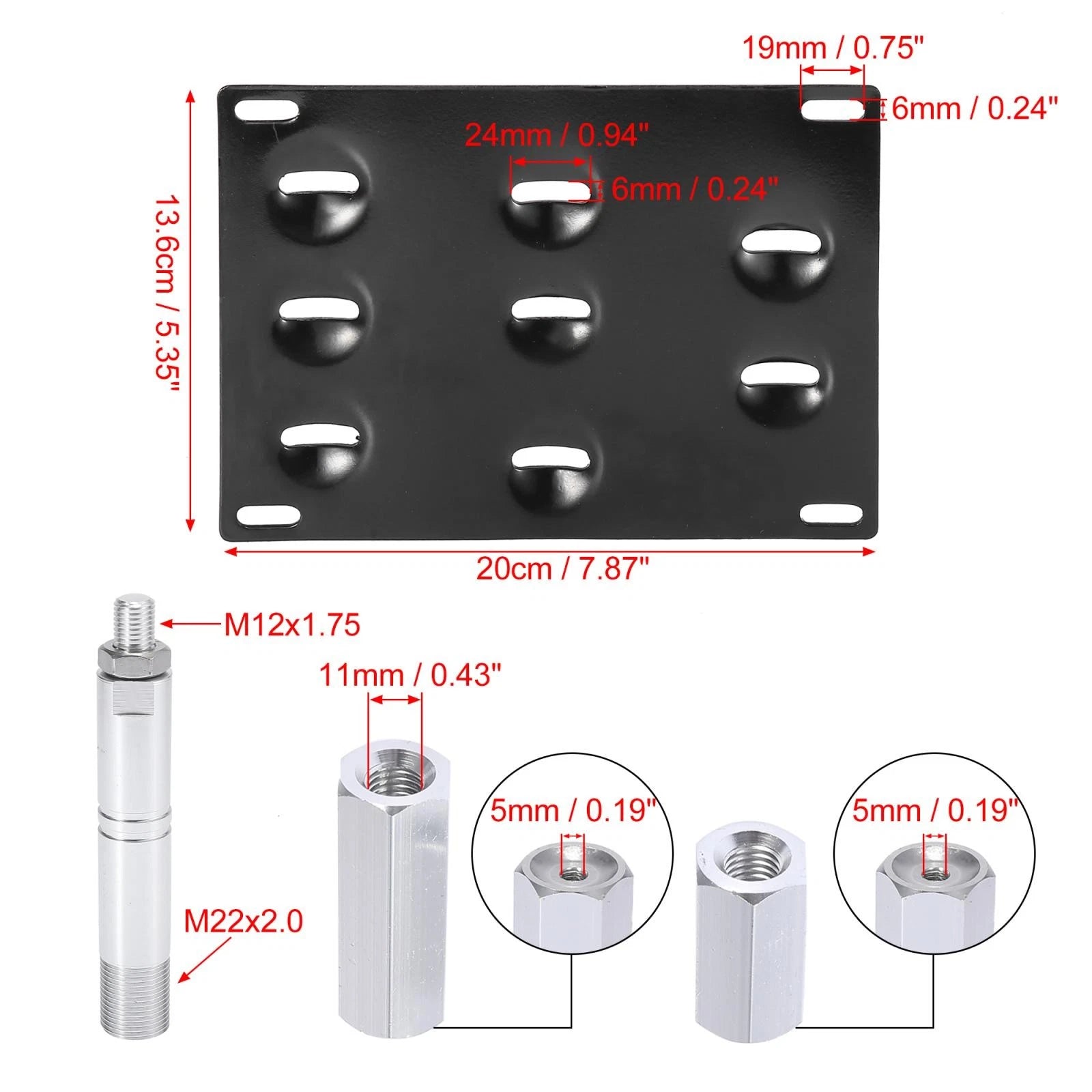 Tow Hook License Plate Mount Bracket Set for Toyota 