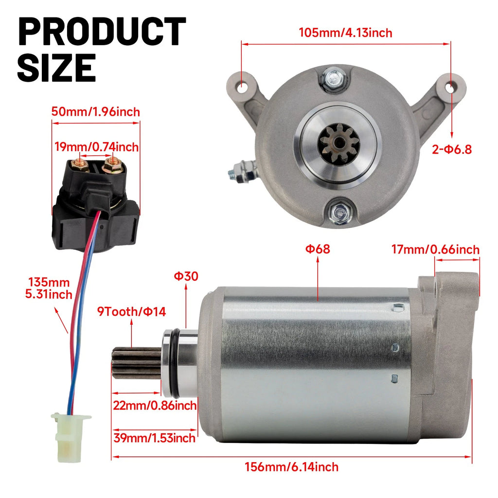 Starter and Starter Relay Solenoid for Yamaha Moto-4 350 (1987–1995)