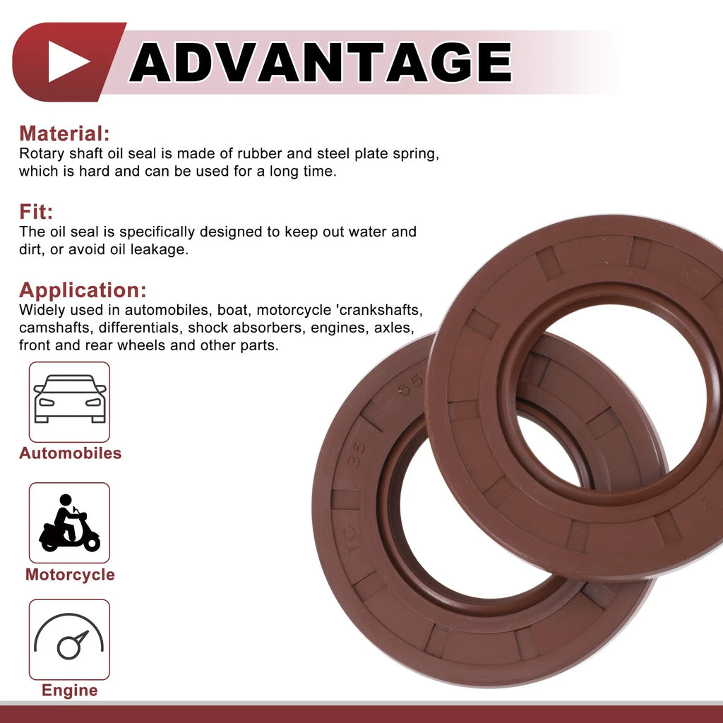2X Oil Seal Rotary Shaft Seal FKM Rubber 35x65x8mm for [Make Model] 