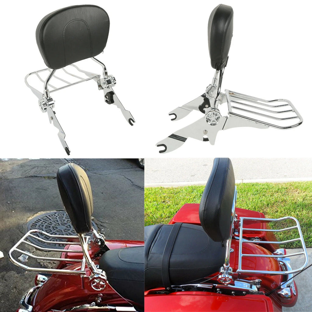Chrome Backrest Sissy Bar Luggage Rack for Harley Electra Glide (2009–Present)
