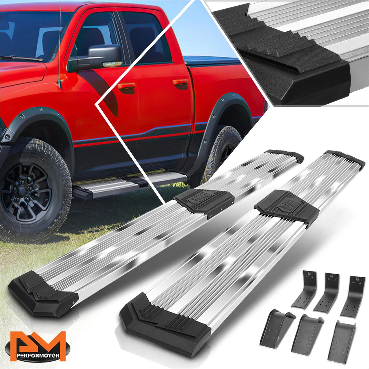 J2 Chrome Running Boards for Dodge Ram Crew Cab 2009–2020 (10" Step Pad)