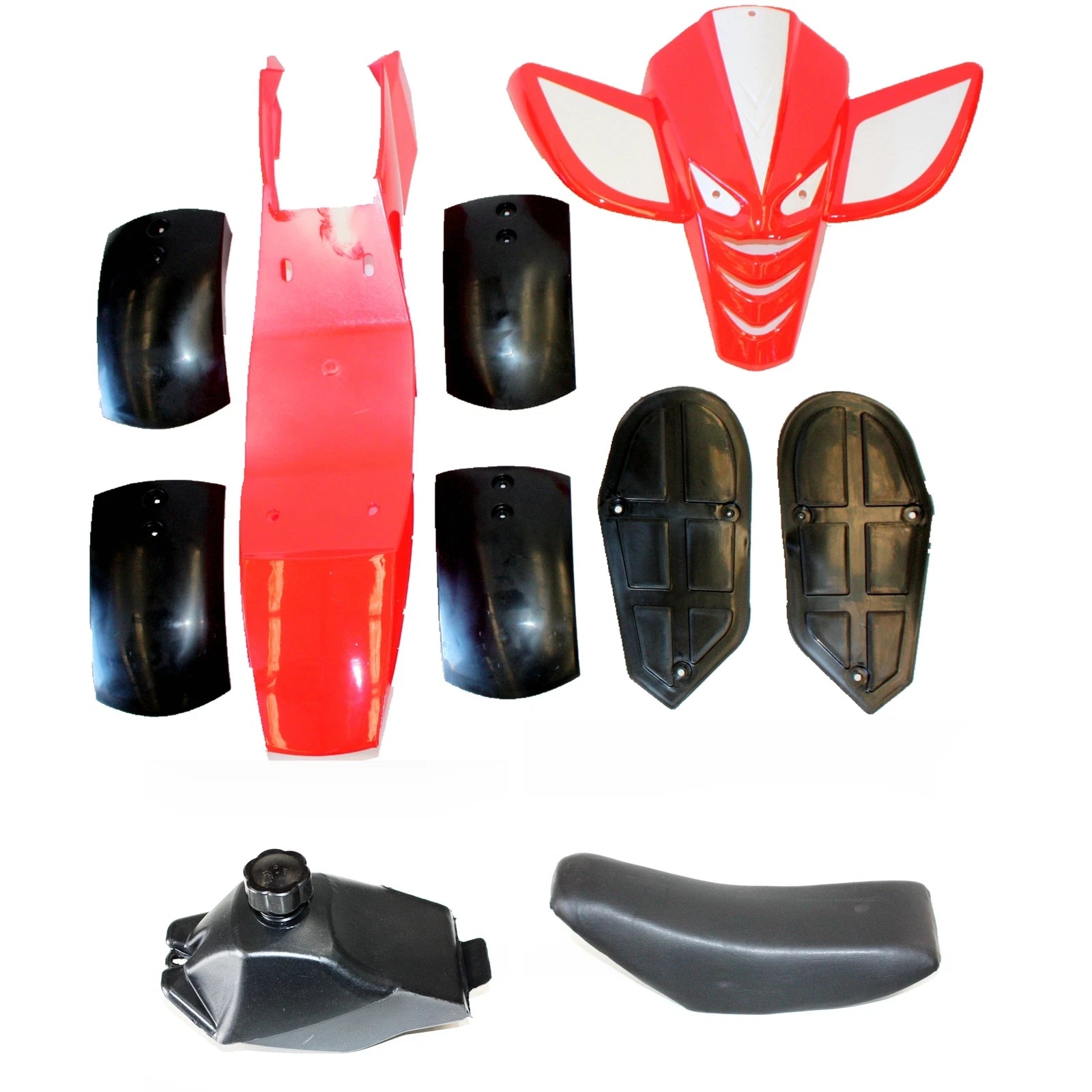 Red Plastic Fairing Fuel Tank Seat Mud Guard for 49cc Quad Dirt Bike ATV (2000–2023)