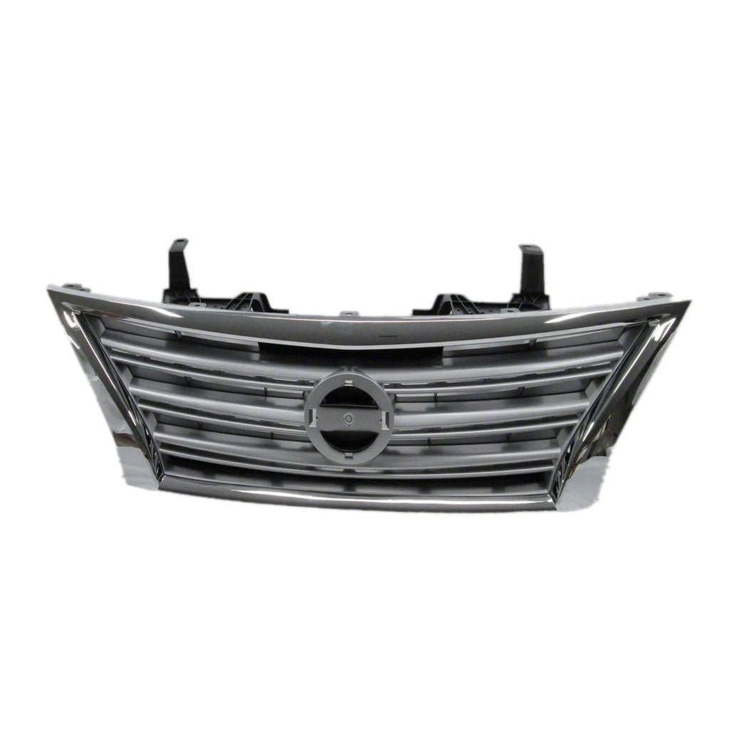 Replacement Front Grille Silver Chrome Plastic for Nissan Sentra (2013–2015)