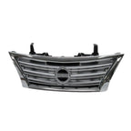 Replacement Front Grille Silver Chrome Plastic for Nissan Sentra (2013–2015)