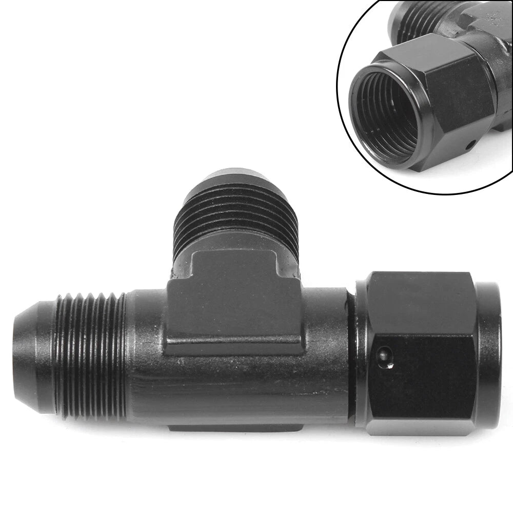 3-Way Tee Fitting Adapter AN4 AN6 AN8 AN10 AN12 Female to AN Male Black