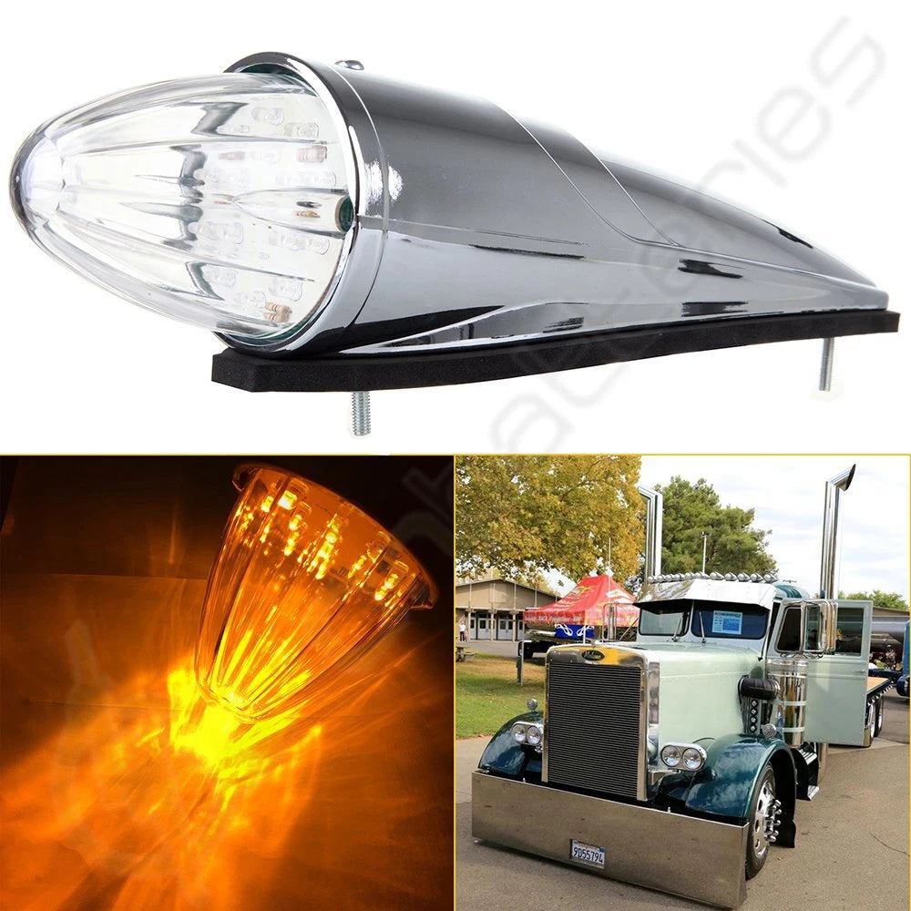 1pc Clear/Amber 17 Diodes Torpedo Cab Marker Light for Kenworth