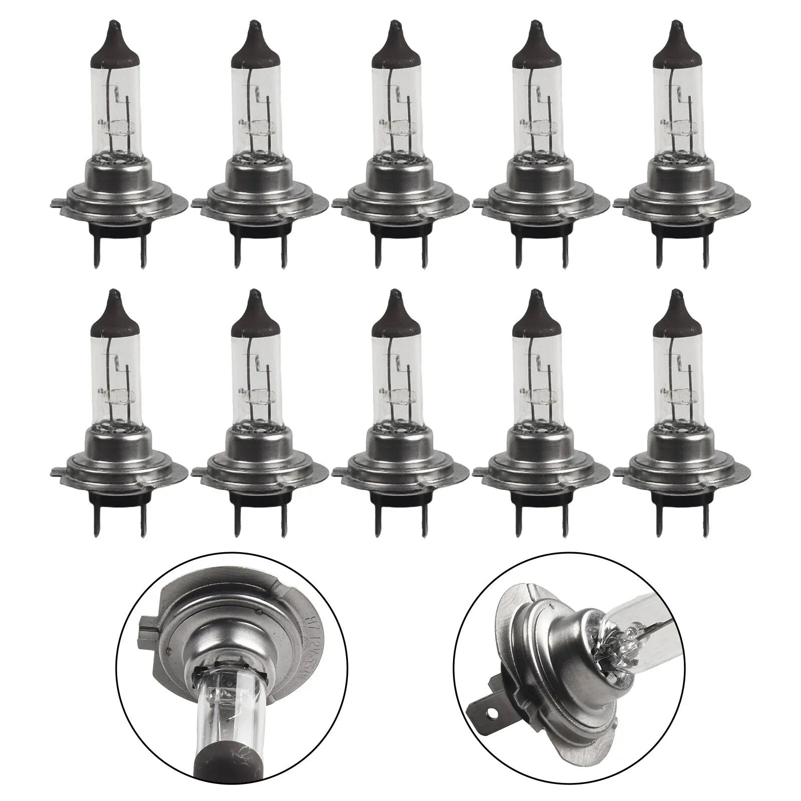H7 Bulbs 10pcs 12V 55W Halogen Car Headlights Easy to Use