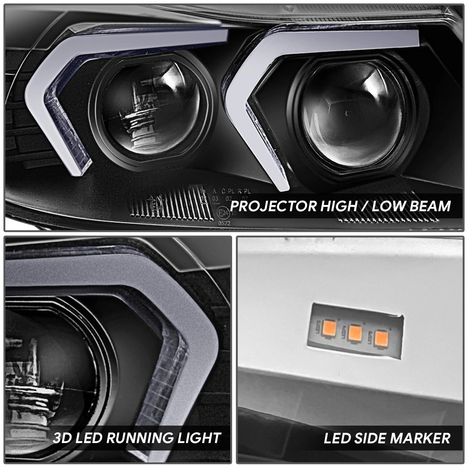 Set of 2 LED Swoosh-Projector Switchback Headlights for BMW 328i 335i (2007–2012)