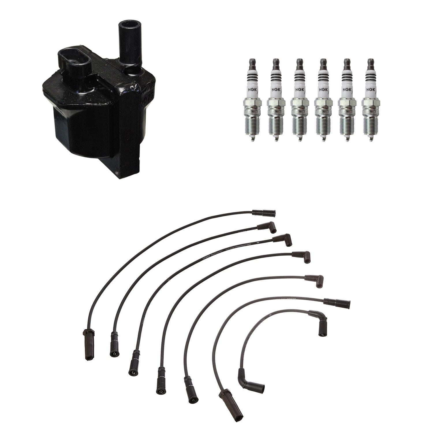 Set of 6 Denso Ignition Coil Wires & NGK Iridium Spark Plugs for Express 1500 (1996–2021)
