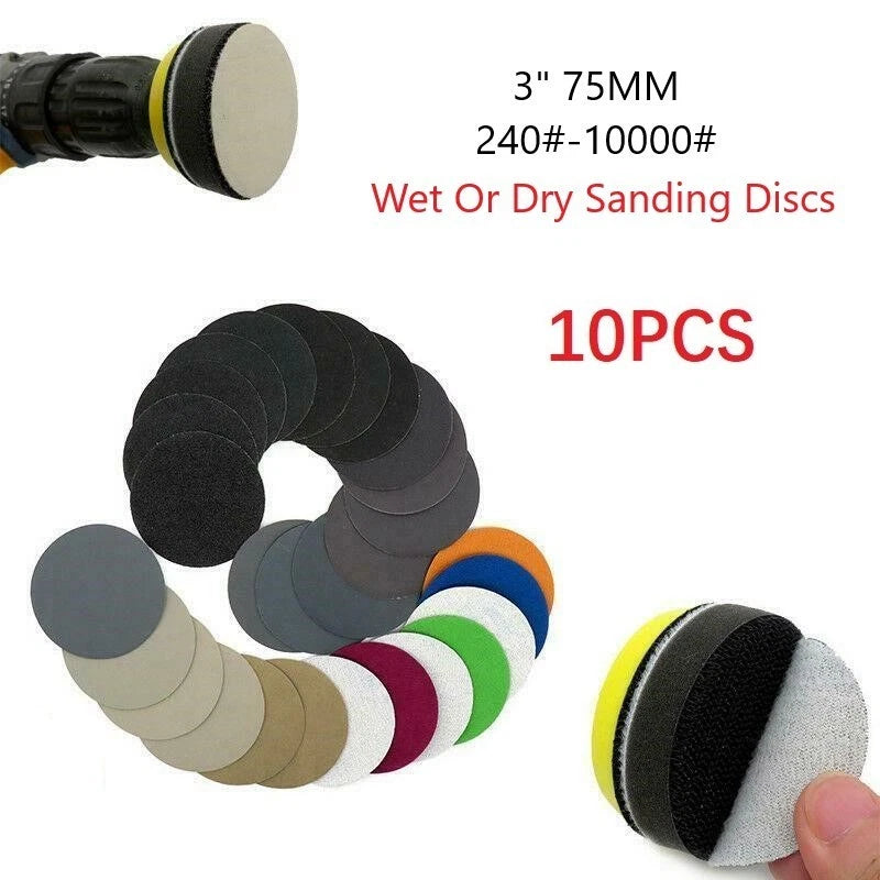 Sanding Discs Set of 10 Silicon Carbide Wet/Dry 240-10000#