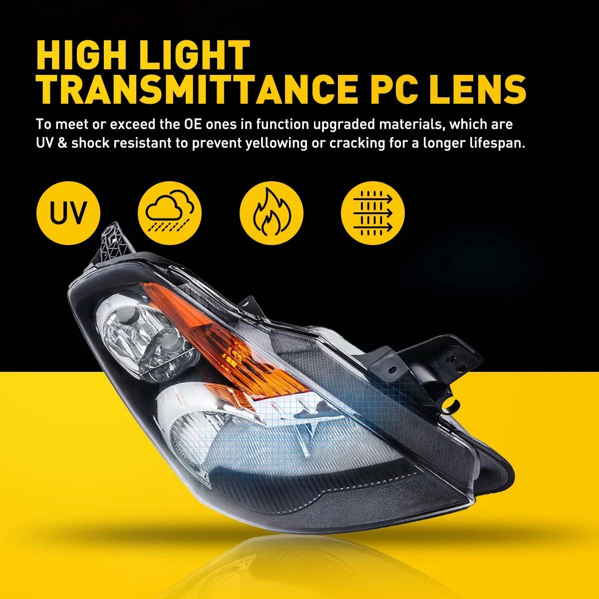 Set of 2 Black OE Style Headlights for Nissan Altima (2007–2009)