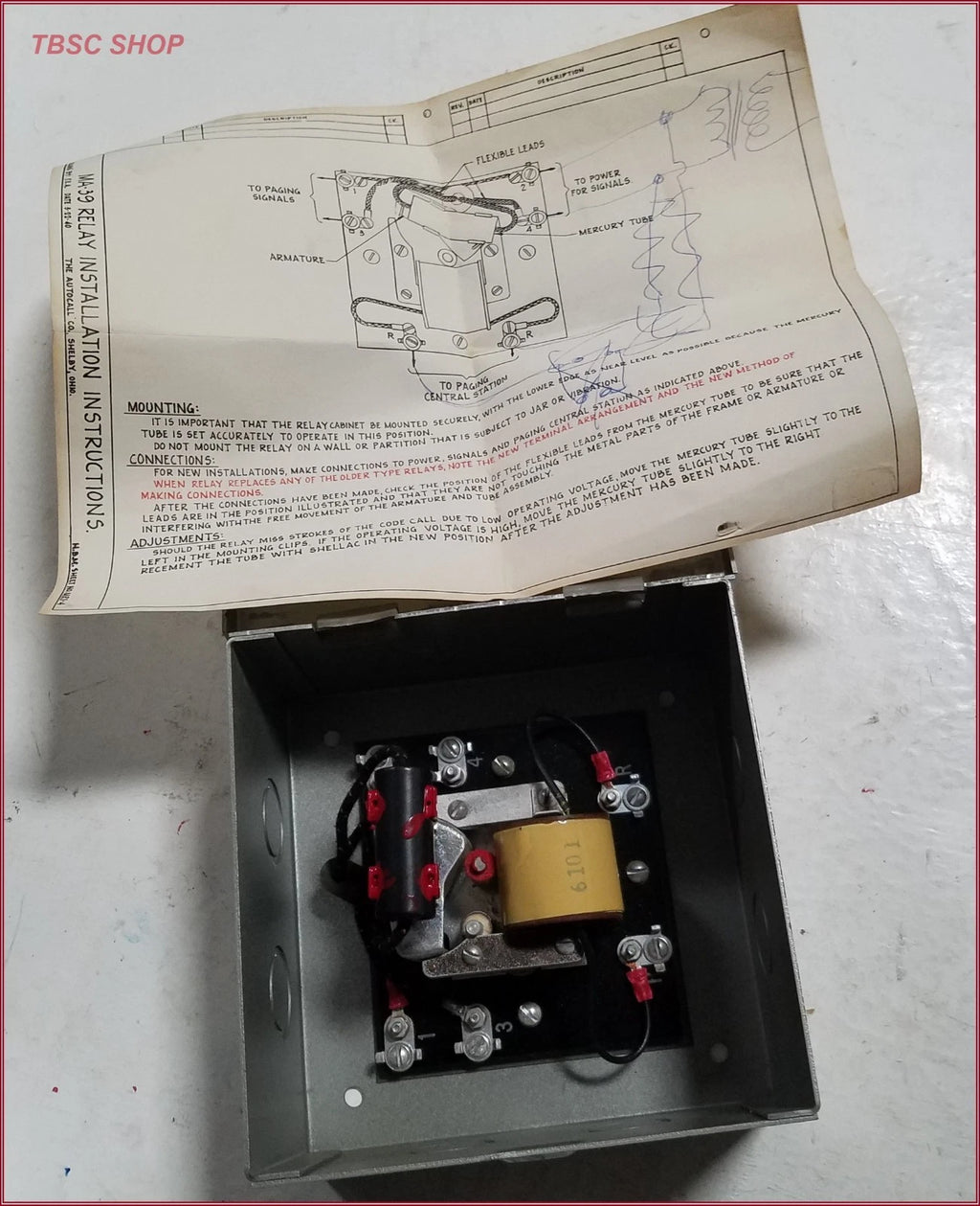 Relay Box MA-39 for Vintage Autocall Co. Shelby Ohio (115V 60Hz)