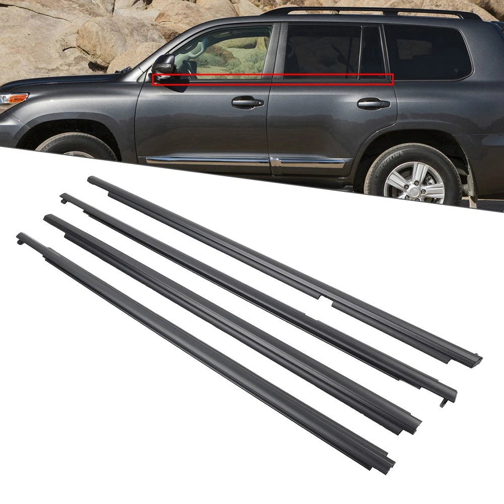 4X Outer Door Belt Moulding for Toyota Land Cruiser 200 Series (2008–2015) Black