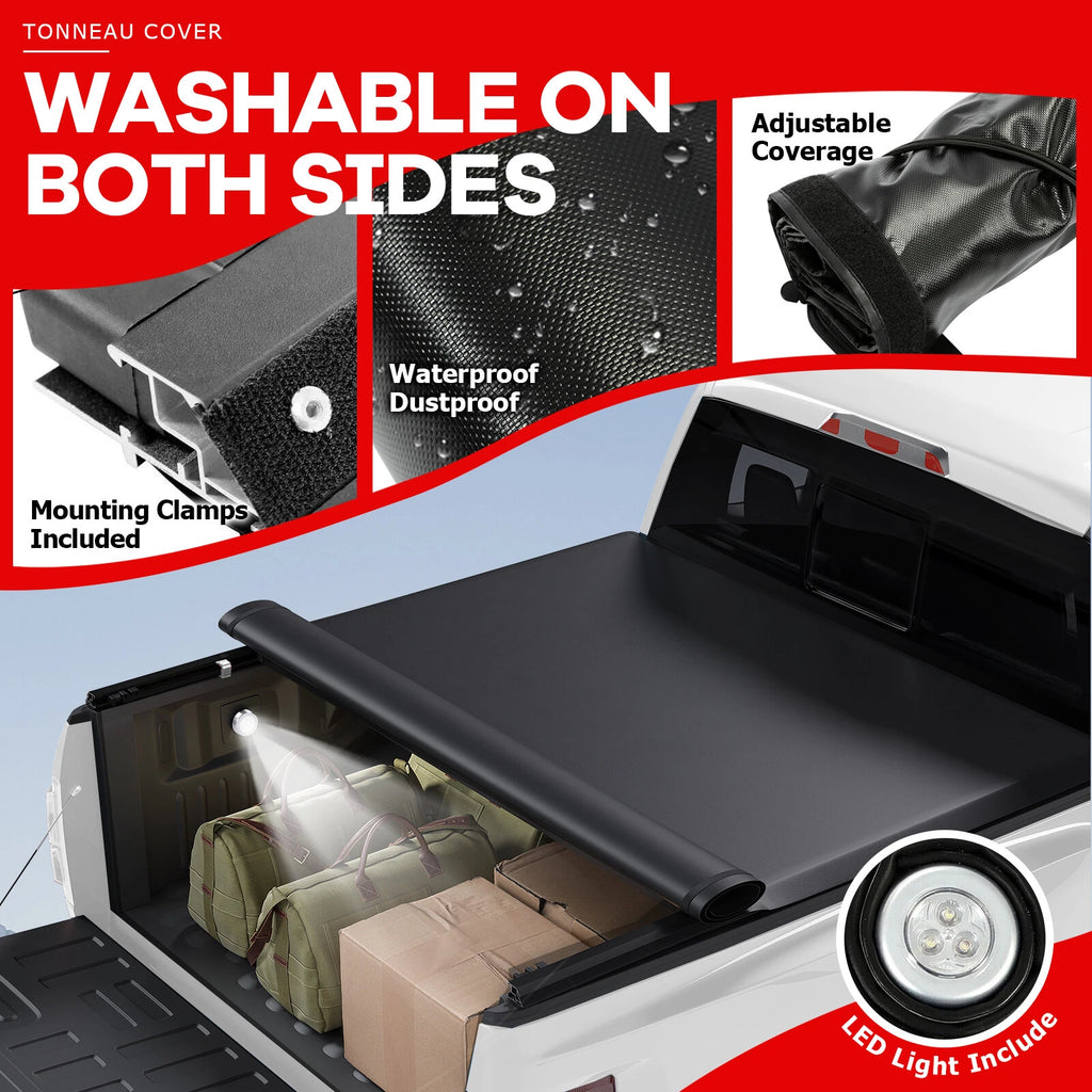 Tonneau Bed Cover Roll Up for GMC Sierra Chevy Silverado 1500 (2007-2025)