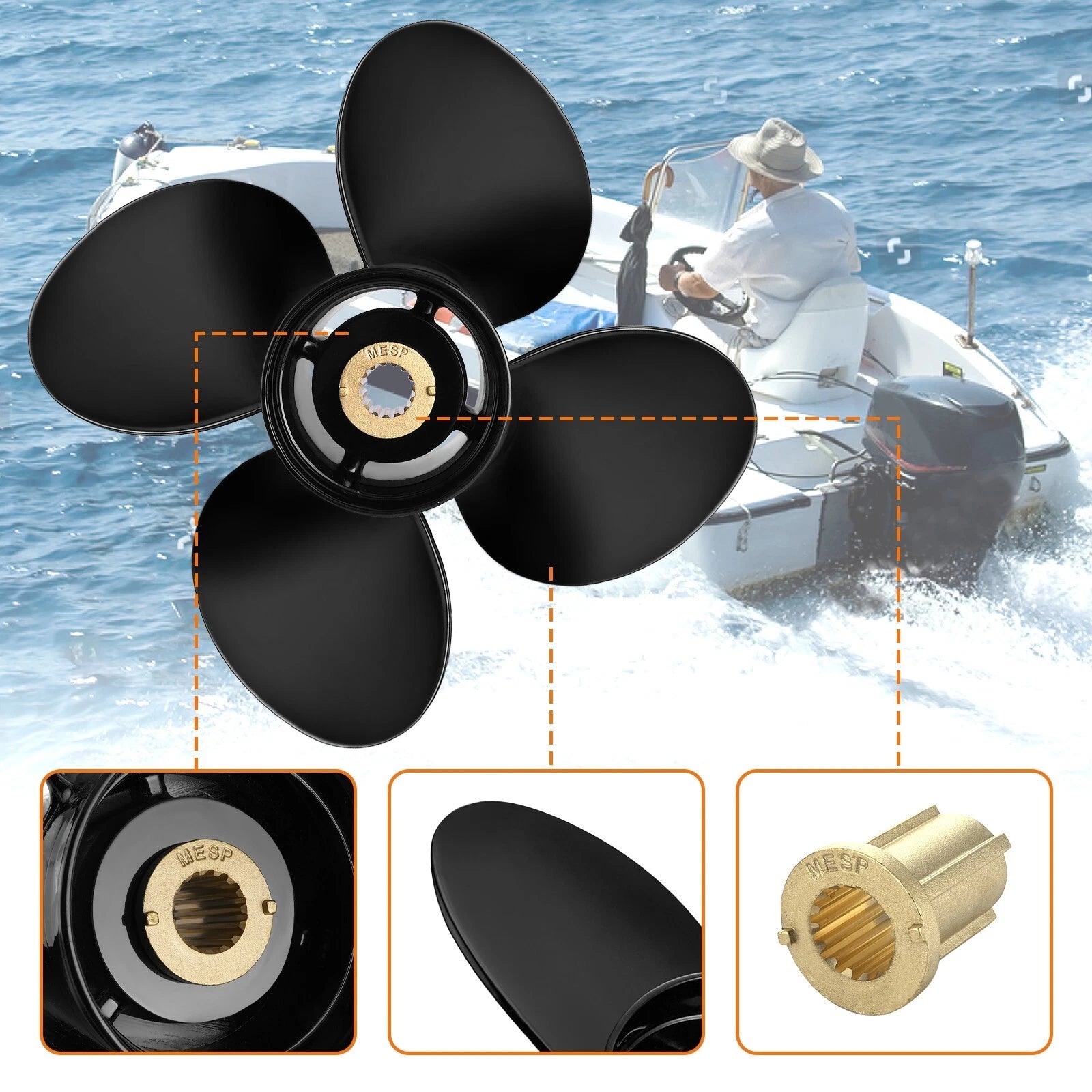13.4x15 Outboard Boat Propeller for Mercury 40-140HP (15 Tooth RH) 48-8M8026580