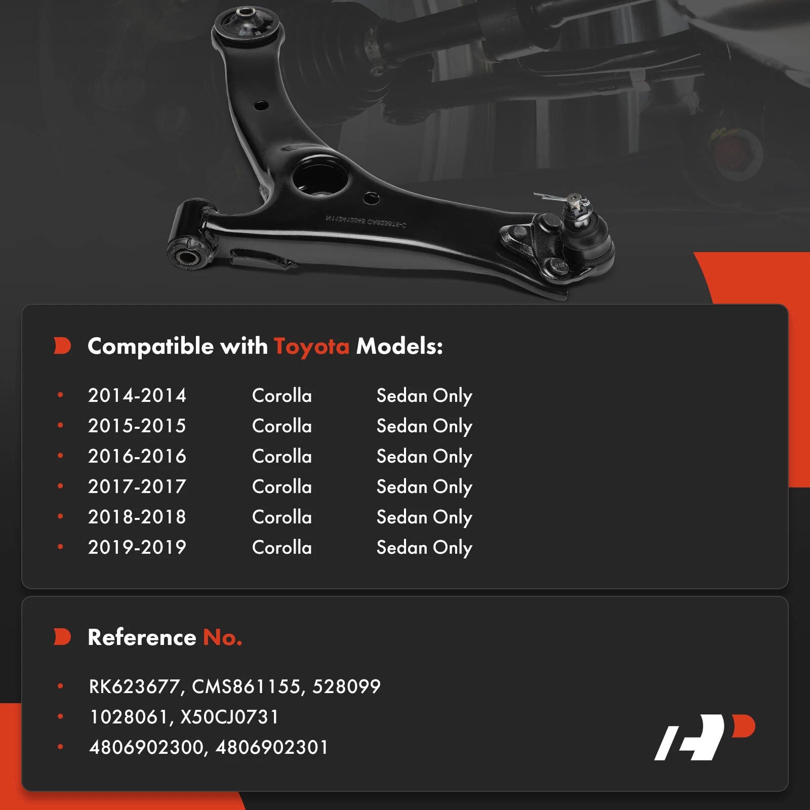 Front Left Lower Control Arm with Ball Joint for Toyota Corolla (1998–2002)