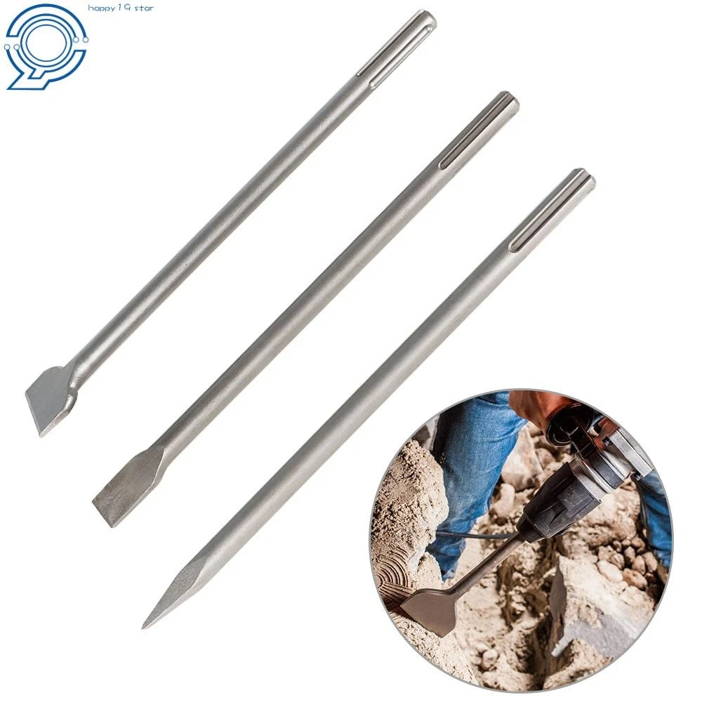 3 Pack SDS Max Bits Set for Long-Point Chisel, Scaling Chisel, Flat Chisel 16"