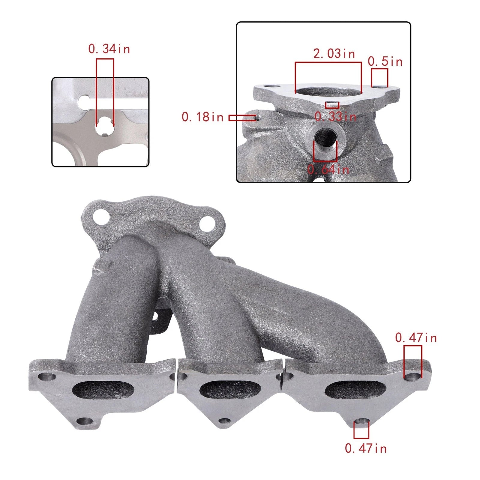 Right Exhaust Manifold with Gasket for GMC Acadia (2007–2017) Chevy Traverse (2009–2017)