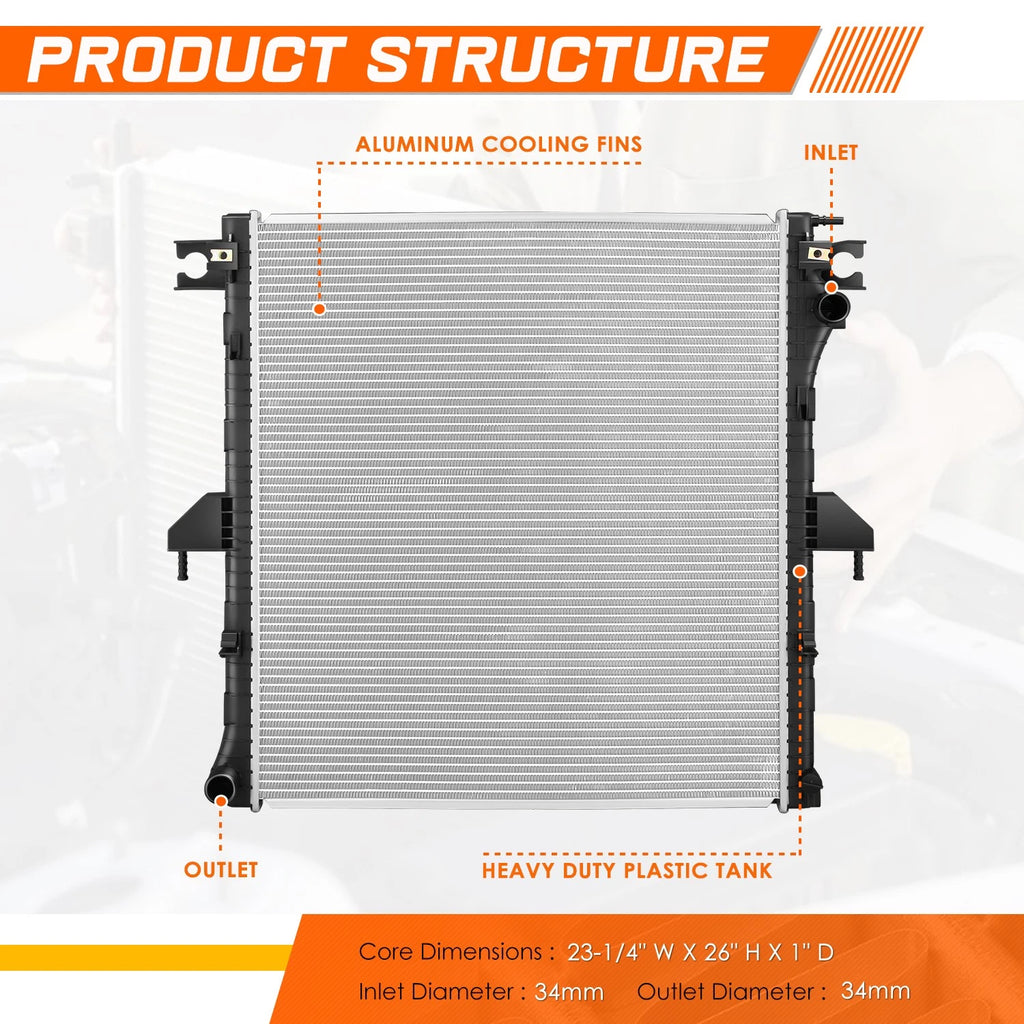 Aluminum Core Radiator for Ford Ranger 2.3L Ecoboost (2019–2023) DPI-13804