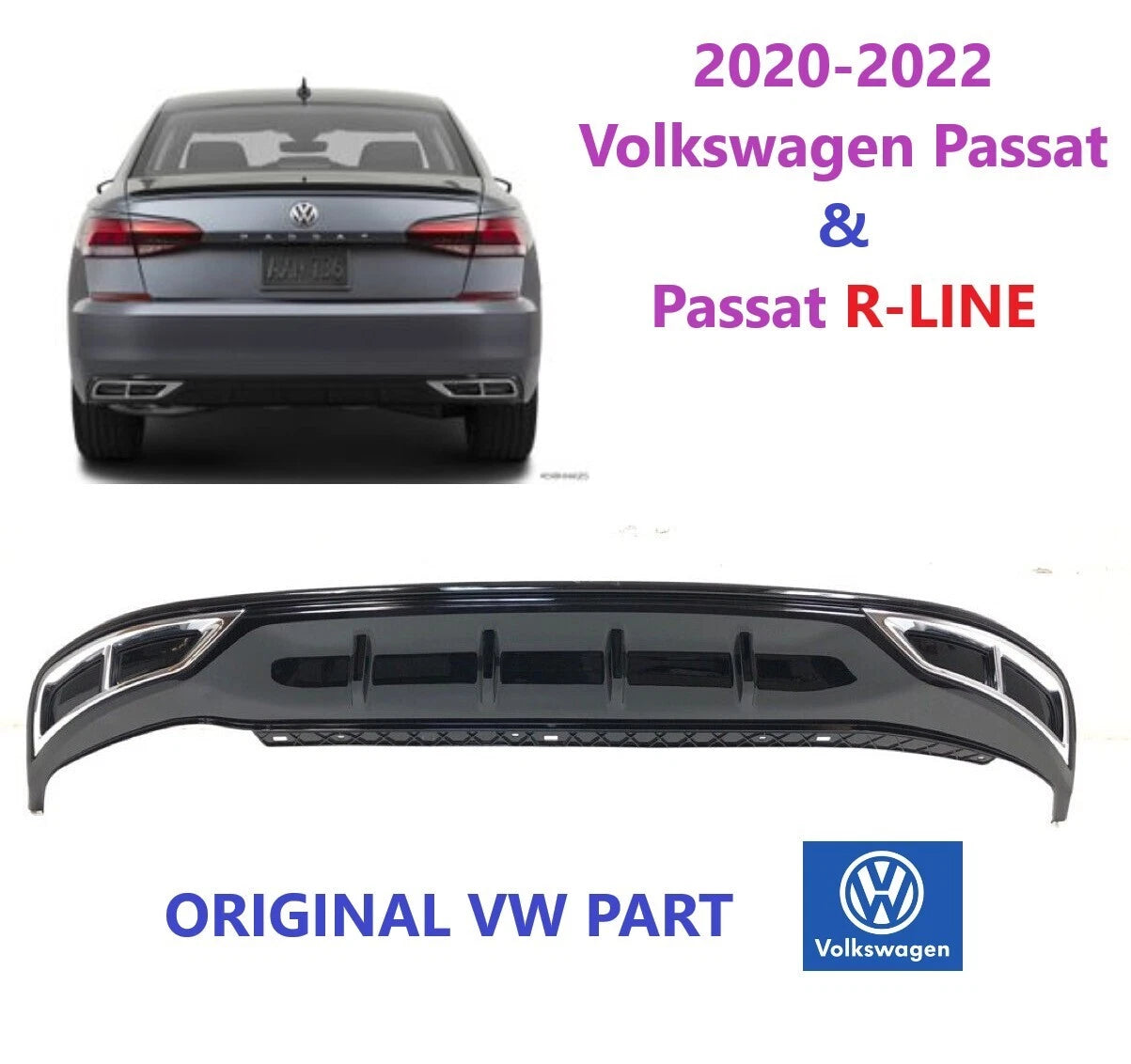 Rear Bumper Lower Valance Air Deflector for Volkswagen Passat (2020–2022) #3