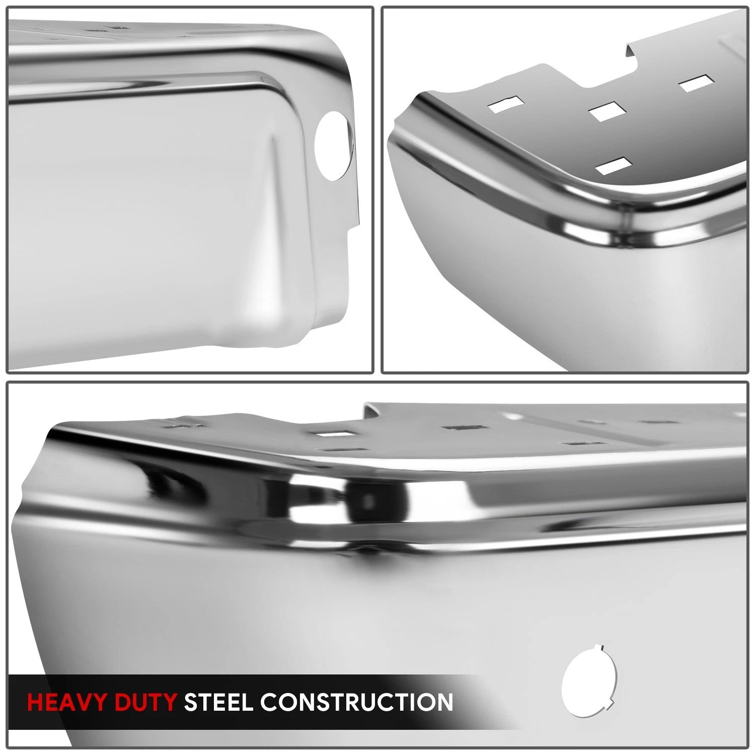 Chrome Rear Bumper Ends for Ford F-250 SD (2008–2016) w/ Sensor Holes