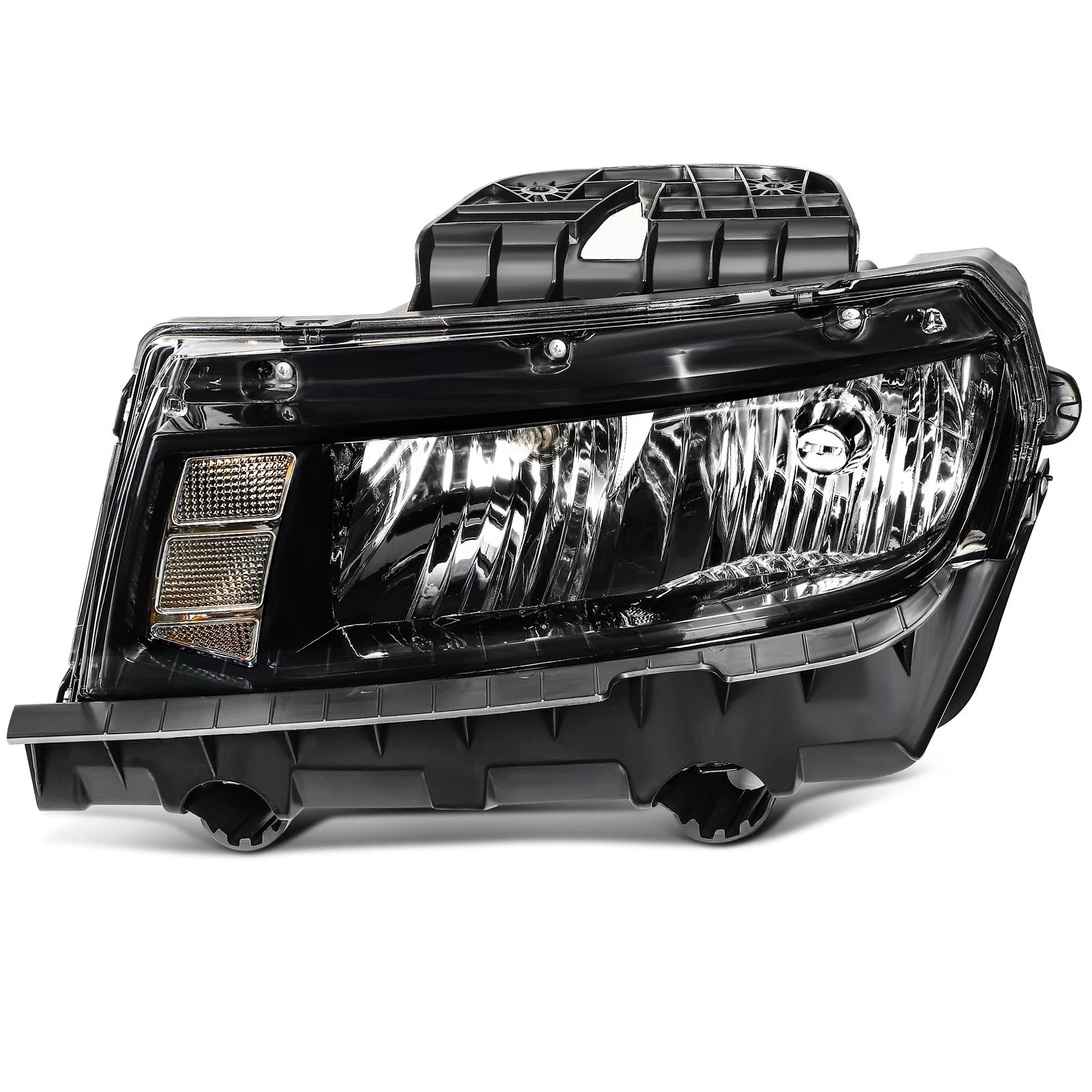 Pair Halogen Headlights for Chevy Camaro (2014–2015) - Black, With Bulbs